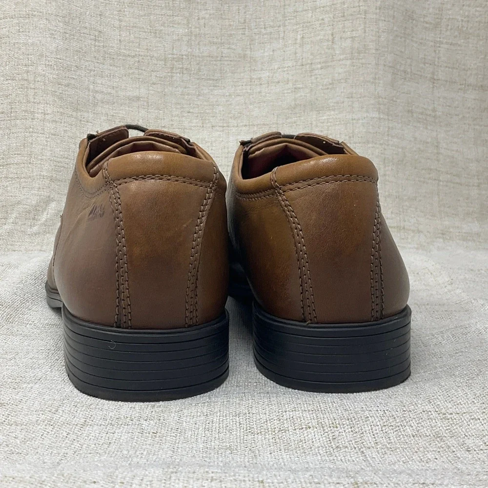 Clarks Mens Leather Cap Toe Derby Dress Shoes Brown Lace Up Size 10 M‎